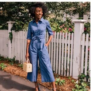 Gal Meets Glam Sawyer Jumpsuit Paris Blue 20‎ NWT